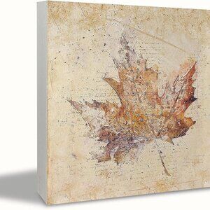 Fall Desk Decor Signs Boho Fall Maple Leaf Farmhouse Wood Sign Plaque Decor, Aut